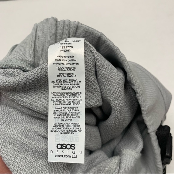 Asos Design Set Oversized Jersey Shorts With Belt Gray Sz S NWT - Picture 7 of 11